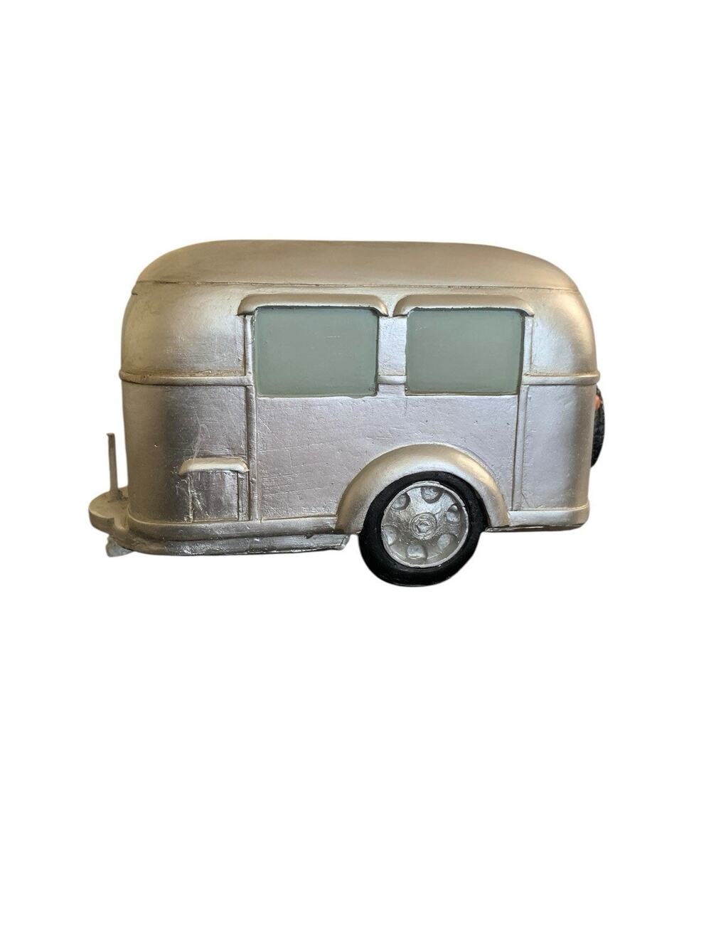 Wilcor RV Collectibles‎ Silver Vintage Travel Trailer Camper Coin Bank 6.5-inch